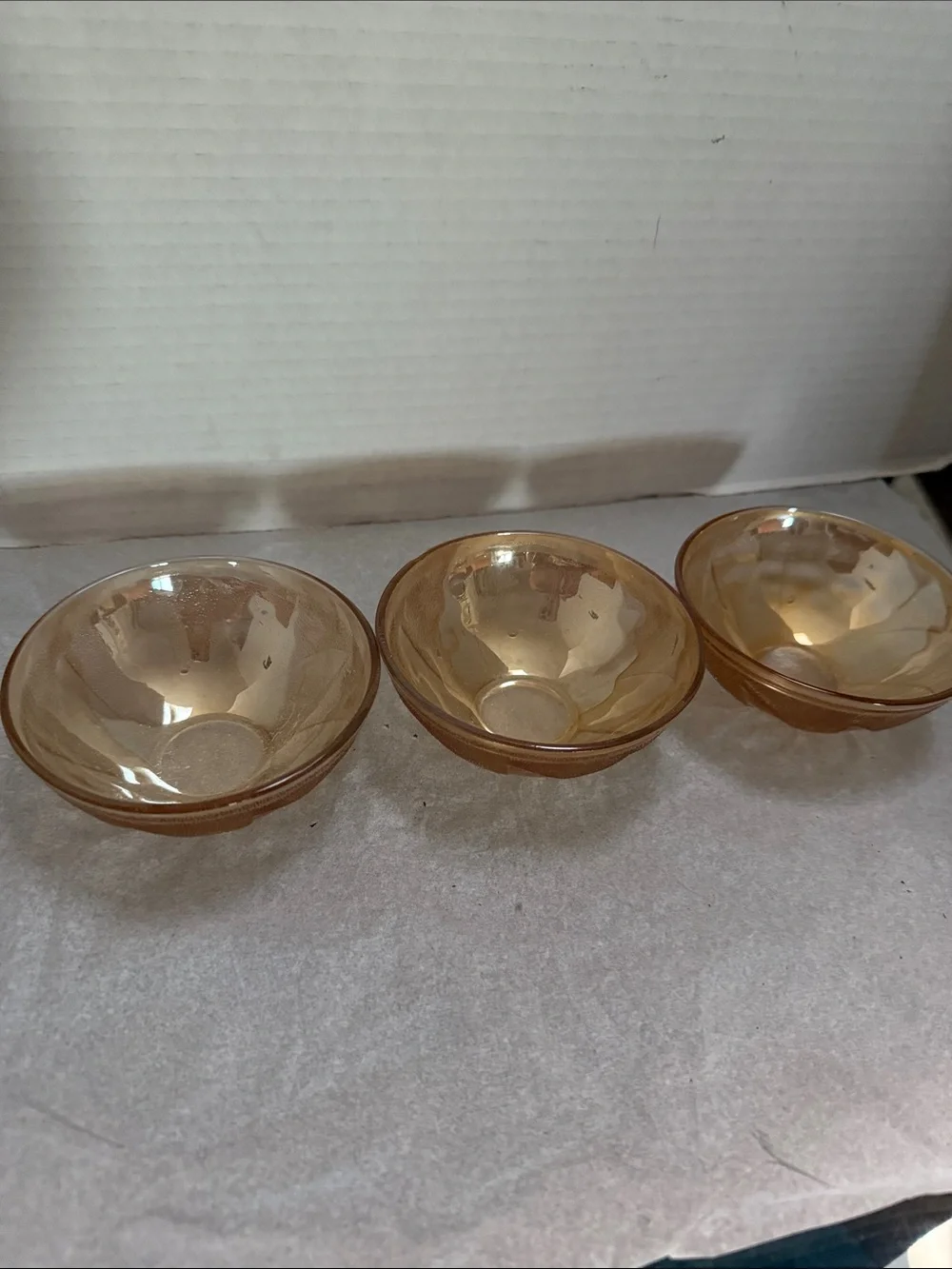 Set of 3 Amber Glass Bowls
